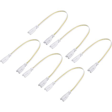 6 pcs T5 T8 LED Tube Connecteur Câble, Extensible Cordon avec Double Fin Connecter éclairage Tubes, Grand pour LED Intégré Tubes (Blanc, 0.98-Pieds) (1/5)