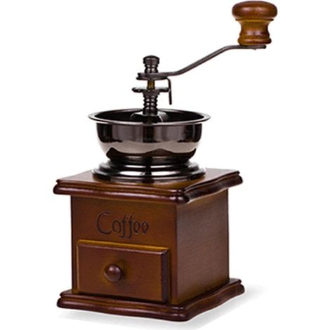 Moulin à café manuel en bois avec manivelle, mouture réglable pour expresso, cafetière à piston et café filtre, idéal pour la maison, le bureau et les voyages.-AquaForge (1/5)