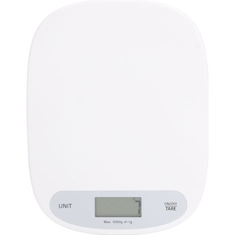 Tragbare digitale Küchenwaage (5 kg) mit Tara-Funktion und Einheitenumrechnung – Weiß (1/5)