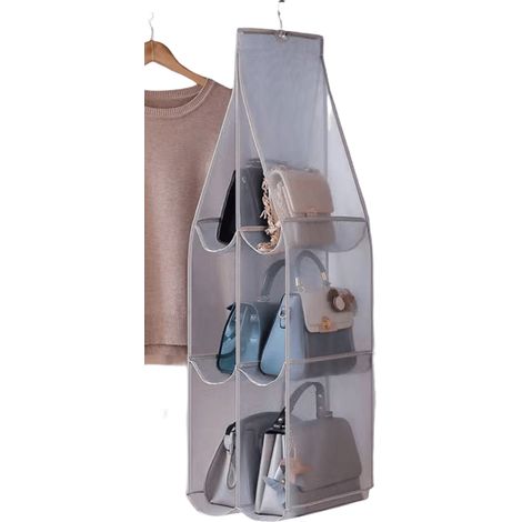 Rangement suspendu à 6 compartiments – Rangement pratique pour sacs et accessoires Gris (1/4)