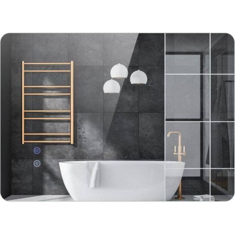 Verre trempé et 3 couleurs de lumière, miroir lumineux 70x50 cm pour salle de bain avec fonction anti-buée (1/5)