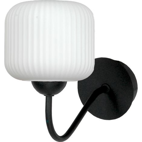 Aplique de pared negro con pantalla de cristal blanco 15-403 belinda (1/2)