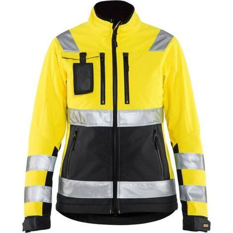 Giacca da lavoro softshell ad alta visibilità donna 4902 - Giallo fluorescente/Nero M (1/4)