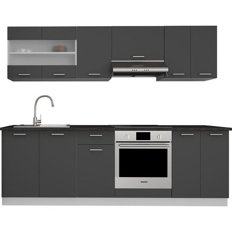 Esilo aménagement de la cuisine, cuisine modulaire 240 cm blanc, gris.