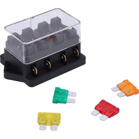 Wasserdichter 4-Wege-Sicherungskasten mit 4 Sicherungen für Auto, Fahrzeug und Boot (12–24 V)