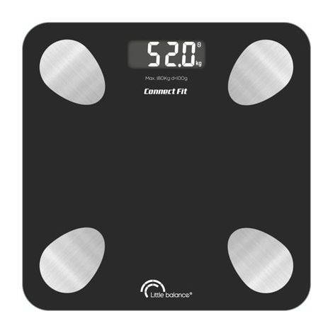 Pèse-personne - LITTLE BALANCE - 8685 - Kit Connect Fit duo - Piles - Impédancemètre + corde à sauter connectée - 190 kg/100 g - Noir (1/5)