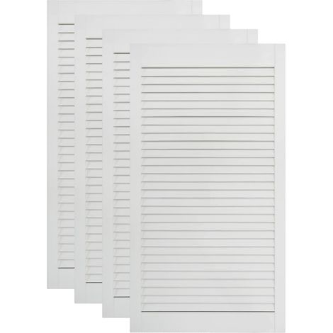 Juego de 4 puertas de madera maciza de pino puertas de lamas puertas de armario puertas de estantería revestimiento de armario armario blanco 99,3 x 39,4 cm 020003935