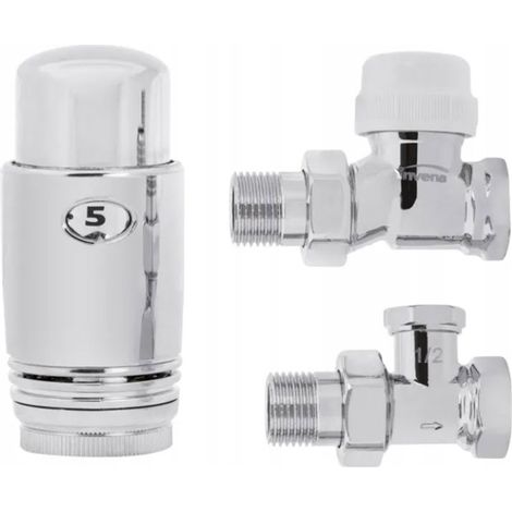 1/2" 15mm Vannes droites chromés réglables thermostatiques radiateur emballent