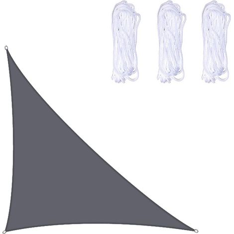 Vela de sombra triangular 4x4x5,7m, lona de sombra con protección UV para exterior, terraza, jardín - gris - RAPANDA