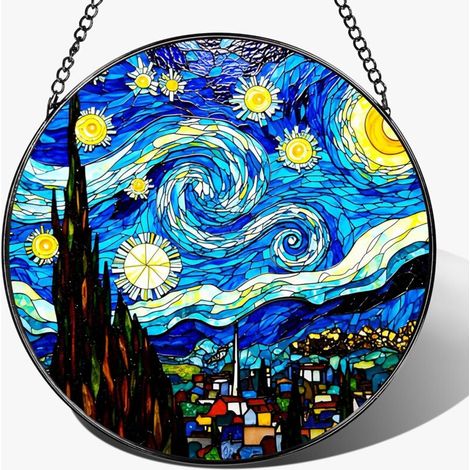 Attrape-soleil 30 cm en vitrail – Décoration maison pour fenêtre et mur, cadeau anniversaire femme homme (1/4)