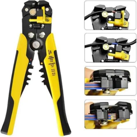Pince à dénuder automatique multifonctionnelle, pince à dénuder les fils de technologie importée, tire-fils, dénudeur électrique, jaune-205 (1/4)