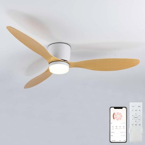 Grand Ventilateur Plafond Avec Lumiere Salon Silencieux 3 Couleurs Lampe Ventilateur Avec Télécommande App Réversible Luminaire Ventilateur 6 Vitesses Mémoire Timing Chambre Φ 106cm, Bois (1/5)
