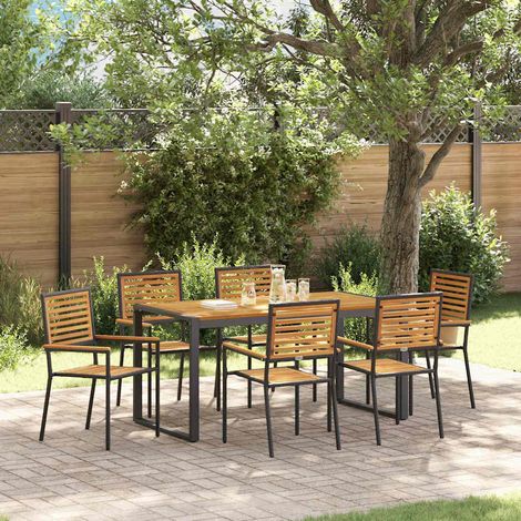 Garten Essgruppe 7 pcs Schwarz und Braun Poly-Rattan (1/5)