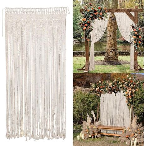 Tenture murale tissée Boho, rideau séparateur de pièce, décoration fenêtre fond mariage, porte-rideau 90x180 cm, décoration maison. (1/5)
