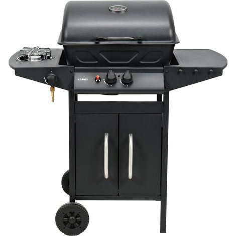 Kompakter Gasgrill mit 3 Brennern und Seitenkocher, 8 kW