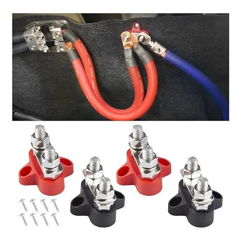 Bloc De Bornes De Bus Borne Batterie Bornier 12-48V DC Bus Bar Boulon Connexion M8 Blocs Bornes Batterie Automobile Camion Véhicule Plaisance Et Bateau (1/5)