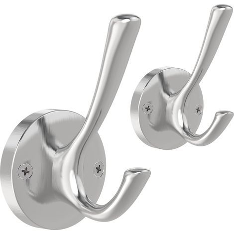 Wandhaken aus gebürstetem Nickel, Handtuchhaken, 2er-Set, robuste Doppelwandhaken für Badezimmer, geeignet für Schränke, Eingangsbereiche, Trennwände und Küchen.