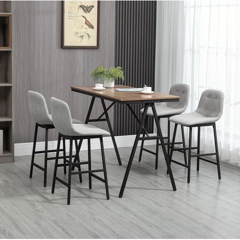 Mesa comedor con 4 taburetes estilo industrial moderno OKMYHOME (1/3)