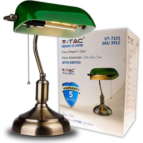 V-Tac – Lampe à poser LED vintage en métal – Diffuseur inclinable E27 – Lumière chaude 3000K – Puissance 8W – Indice de protection IP20 (1/5)