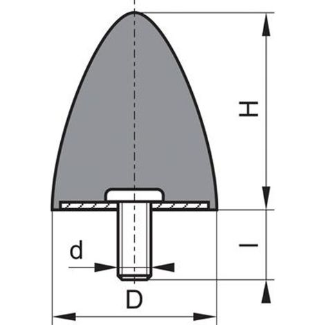 Gummi-Metall-Puffer parabelförmig Typ D D50xH67 M8x38 NR60
