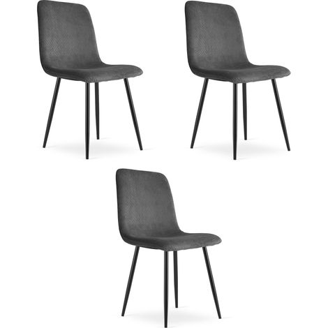 Rift-Stuhl – grauer Cord / schwarze Beine x 3 (1/5)