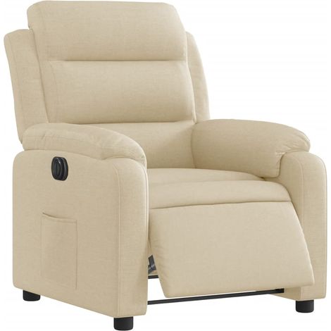 Poltrona relax TV con comodissima funzione reclinabile elettrica in tessuto crema DEC028289