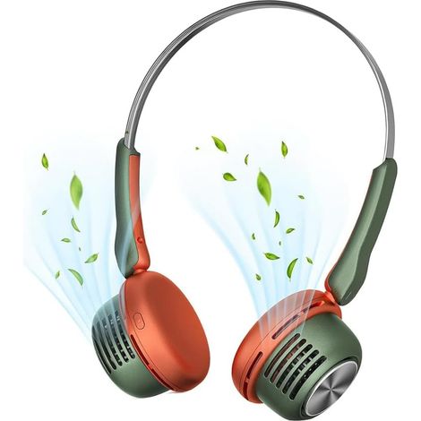 Ventilatore da collo portatile – Ricaricabile tramite USB – Ventilatore da collo senza pale – Mani libere e sicuro – Raffreddamento – Realizzato in materiale PP – Adatto per uso esterno – Verde (1/5)
