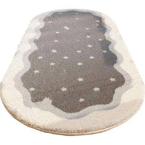 Weicher Schlafzimmerteppich, ovaler Schlafzimmerteppich, Teppich für kleine Räume, Wohnzimmerteppich, rutschfester, moderner Teppich für die Schlafzimmergestaltung (grau/40120 cm) (1/2)