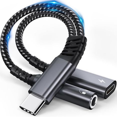 Adaptateur USB C Jack 3.5mm avec Charge PD 60 W, Prise Type C vers AUX pour écouteurs, USB C Jack Pour 16 Ultra/S24/S24+ (1/3)