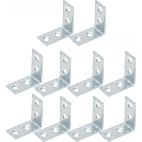Juego de 10 escuadras de ángulo recto para muebles, armarios, uniones de hierro, mesas, sillas y conectores de esquina de 3 x 3 x 1,5 cm.