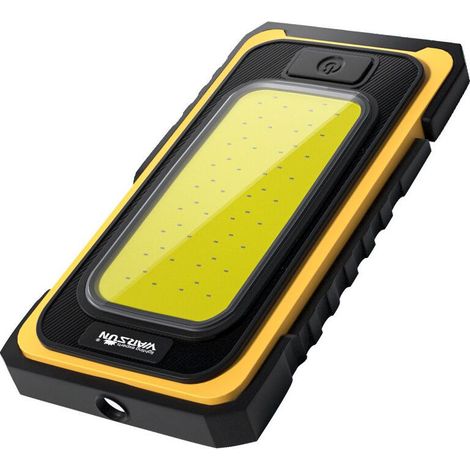 Lampe d'inspection de lampe de travail d'atelier à LED rechargeable pour les excursions en camping et les urgences (USB + chargeur solaire, jaune) [Classe énergétique A+] (1/5)