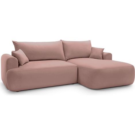 Selsey OVO - Ecksofa mit Schlaffunktion, Stauraum und Samtbezug, Hellrosa, rechts (1/5)