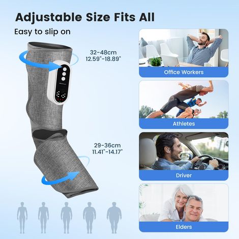 Confezione da 2 stivali a compressione per gambe con massaggiatore per gambe, 3 modalità di massaggio per la circolazione delle gambe e timer da 15 minuti per alleviare gambe pesanti e dolori muscolar (1/4)