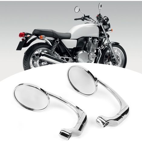 Runde Rückspiegel, galvanisierte Lenker-Seitenspiegel für 8/10-mm-Gewinde, Motorradumbau (1/5)