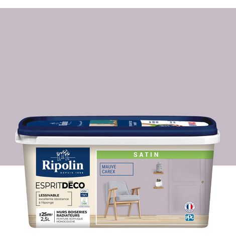 Peinture Murale Toutes Pièces - Satin - 2,5L - Mauve Carex - Ripolin (1/5)