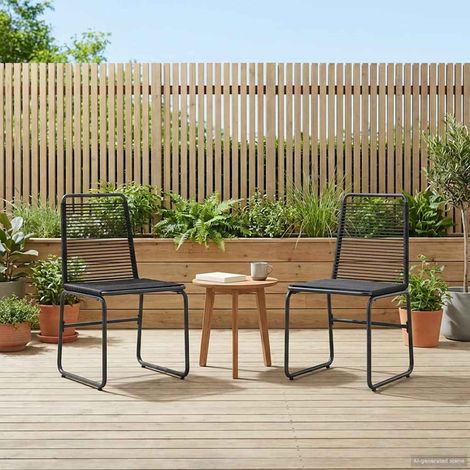 vidaXL Garden Chairs 2 pcs Black 48 x 55 x 89.5 cm Rattan