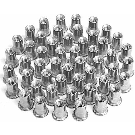 100 pièces Écrou à Sertir M4 M5 M6 M8, Écrous de Rivet Insert Fileté, Écrous à Sertir en Acier Inoxydable, Utilisé pour Réparer l'artisanat de Décoration de Meubles (1/5)