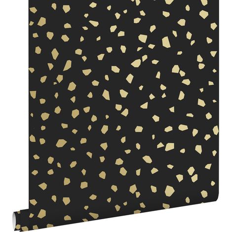 papier peint imitation terrazzo noir et or - ESTAhome (1/5)