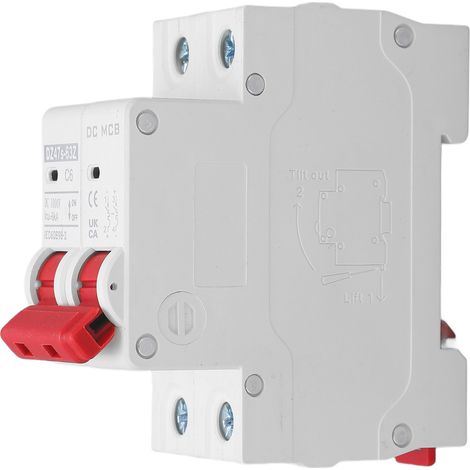 Disjoncteur CC pour montage sur rail DIN, disjoncteur photovoltaïque miniature 1000 V 6 A bipolaire (1/5)