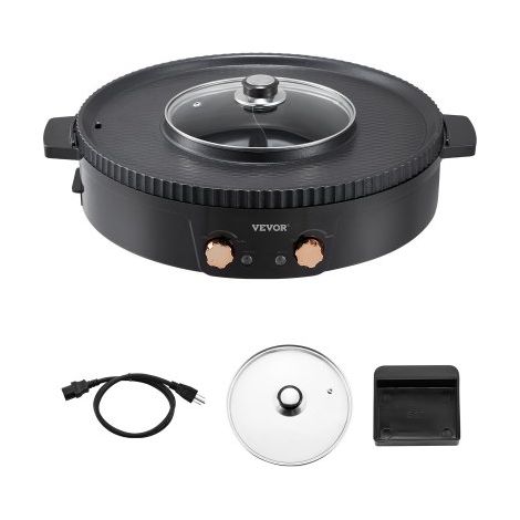 Hot Pot mit Grill 1800 W 2 in 1 elektrischer rauchfreier Grill, koreanischer BBQ-Grill Feuertopf mit separater doppelter Temperaturregelung, antihaftbeschichtete Pfanne, für 2–8 Personen (1/5)