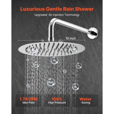 Ensemble de Robinetterie de Douche Encastrable, Système de Douche de Pluie avec Pommeau de Tête Rond 25,4 cm, Douchette à Main et K… (1/5)