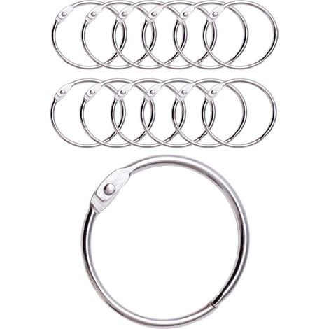 Anneaux de Rideaux Douche avec Crochet en Métal Fabriqués Italie Anneau Circulaire ouvrable 50 mm pour Rideaux, Salle Bain, Maison, Classeurs Couleur Métallique, Argent,12pack (1/5)