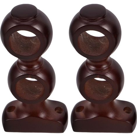 Lot de 2 Supports Doubles en Bois pour Tringles à Rideaux, Base Robuste, Isolation Thermique, pour Chambres et Salons, Fixation Murale Élégante (1/5)