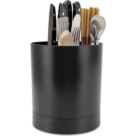 Porte Ustensiles De Cuisine Organisateur D'ustensiles Rotatif à 360 ° Pots Rangement Pour Comptoir Noir (1/5)