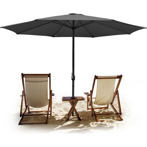 Alu Sonnenschirme Ampelschirme mit Kurbel Balkonschirme UV30+ Sonnenschutz Gartenschirme für Patio Balkon, Ø350cm, Grau
