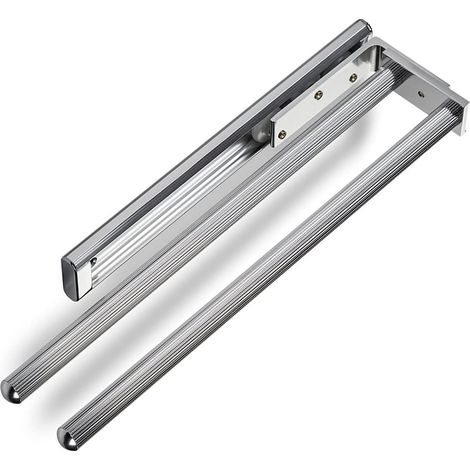 1 - Porte-Serviettes - Accessoire Salle De Bain - Aluminium Extensible Rotatif Pour Cuisine Sous Plan De Travail Chrome Poli 32,5x48,7cm
