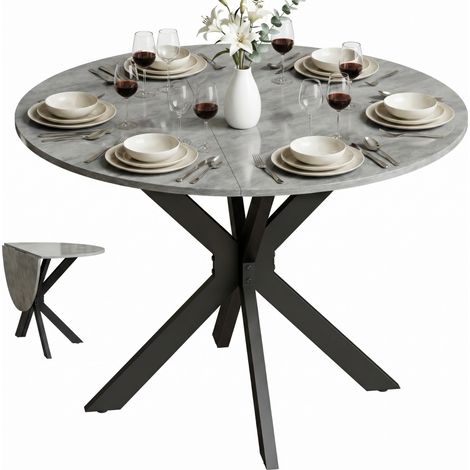 Table Pliable Acier Double X pour 2 à 6 Personnes Gris Ciment Idéale Intérieur et Extérieur Durable et Élégante (1/5)