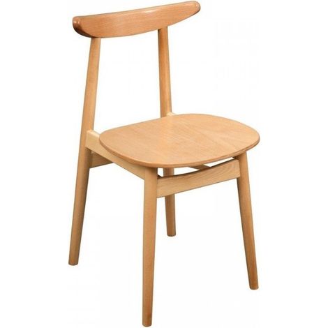 Lot de 2 chaises en bois assise (H)490 mm, hêtre naturel (1/4)