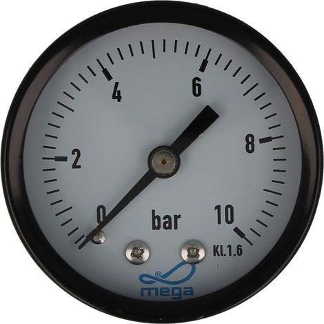 MEGA Druckmanometer 0 - 10 bar - 1/4 Zoll Anschluss nach hinten Axial Ø 50 mm