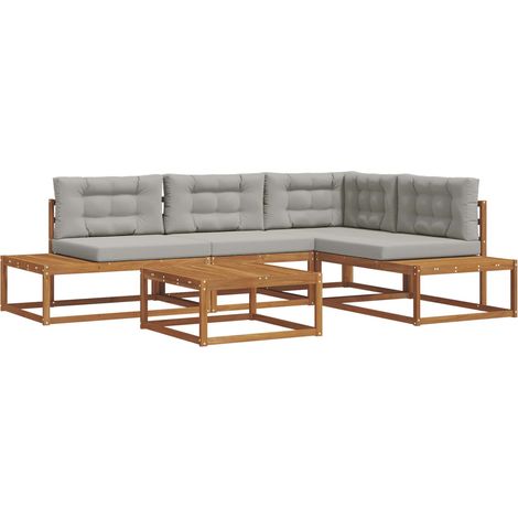 Conjunto de sofás de exterior Gris Natural y Claro vidaXL